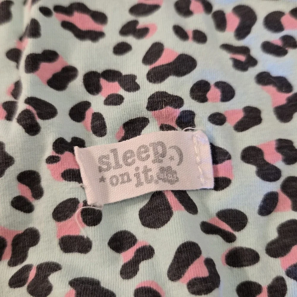Sleep On It Pink Bear Lovey Security Blanket Blue Pink Leopard Print Knot Corner